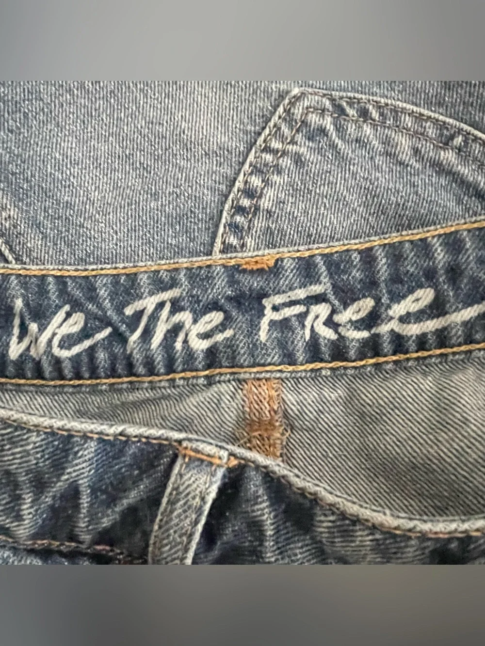 We The Free Blue Denim Frayed Hem Distressed 100% Cotton Mini Skirt Size XS